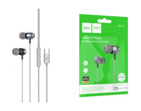 Наушники вакуумные проводные HOCO M122 Power metal universal digital earphones with microphone Type-C (серый)