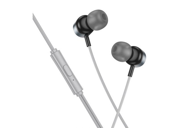 Наушники вакуумные проводные HOCO M122 Power metal universal digital earphones with microphone Type-C (серый)