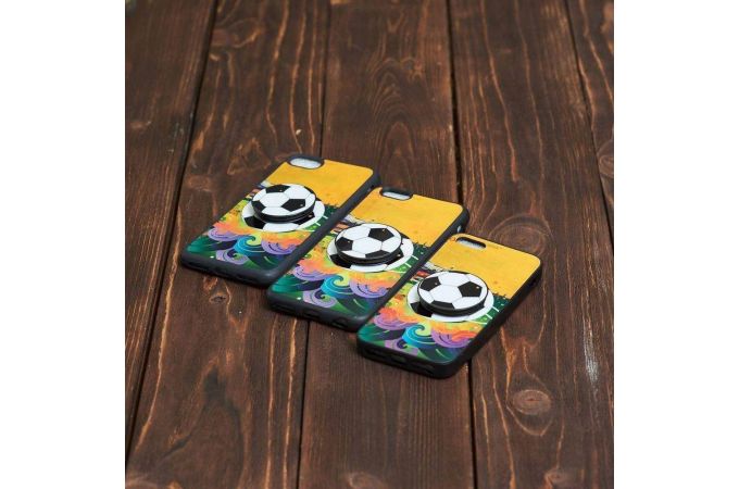 Чехол резиновый iPhone 7/8 "Футбол" с держателем попсокет