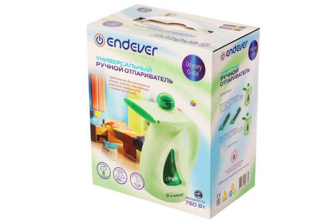 Отпариватель ENDEVER Odyssey Q-416 зеленый 750 Вт, компактный, 600мл