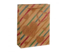 Пакет подарочный бумажный, крафт, 23,5х31,5х8,5 см (рисунок в ассортименте)