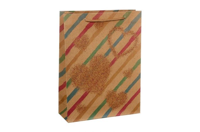 Пакет подарочный бумажный, крафт, 23,5х31,5х8,5 см (рисунок в ассортименте)