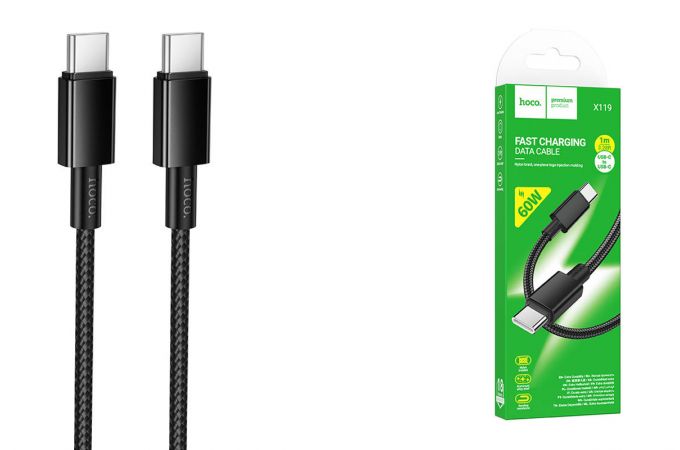 Кабель USB Type-C - USB Type-C HOCO X119 Energy 60W (черный)