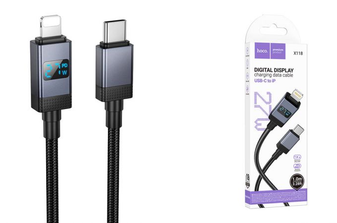 Кабель USB Type-C - Lightning HOCO X118 Generous PD27W (черный)