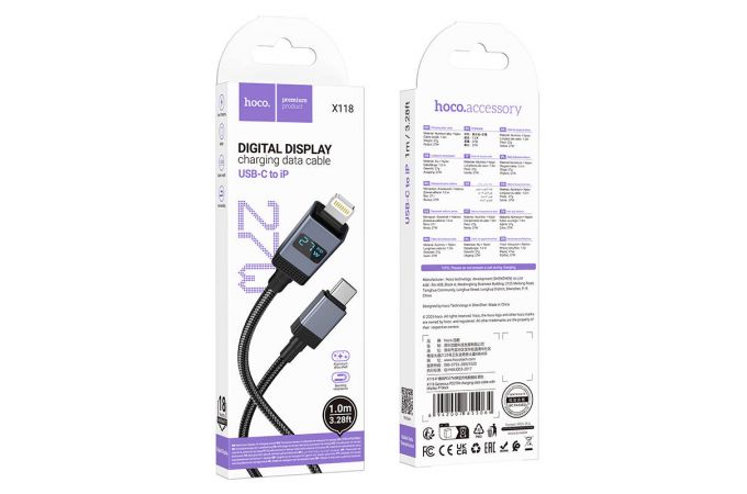Кабель USB Type-C - Lightning HOCO X118 Generous PD27W (черный)