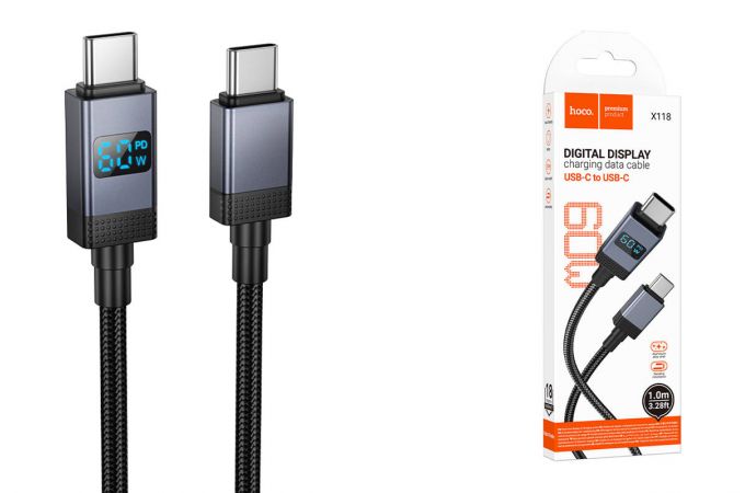 Кабель Type-C - Type-C HOCO X118 Generous 60W (черный)