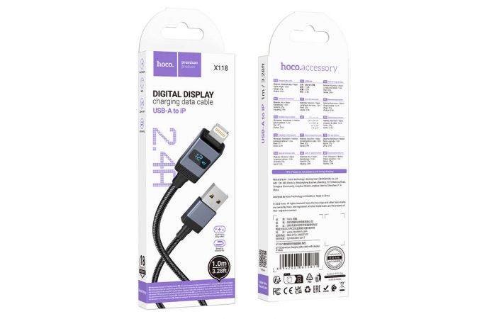 Кабель USB - Lightning HOCO X118 Generous (черный)