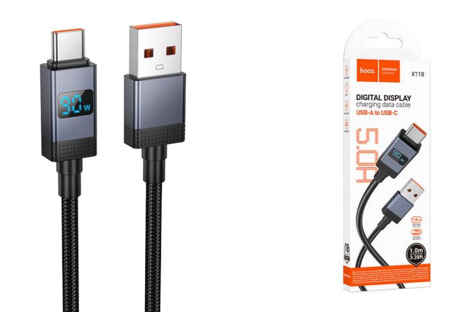 Кабель USB - USB Type-C HOCO X118 Generous 5A (черный)
