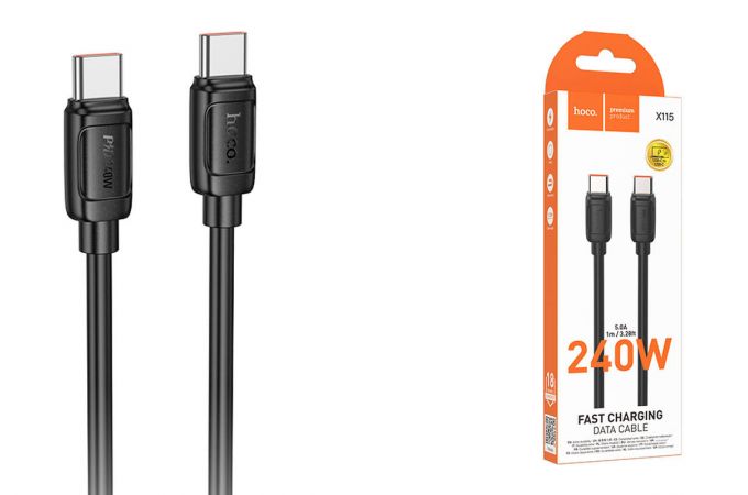 Кабель USB Type-C - USB Type-C HOCO X115 Surpass 240W черный