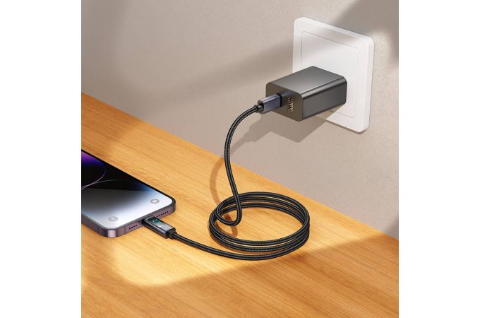 Кабель USB Type-C - Lightning HOCO X112 Favor PD с дисплеем (черный)