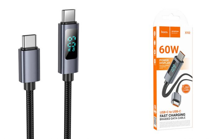 Кабель USB Type-C - USB Type-C HOCO X112 Favor 60W screen display (черный)