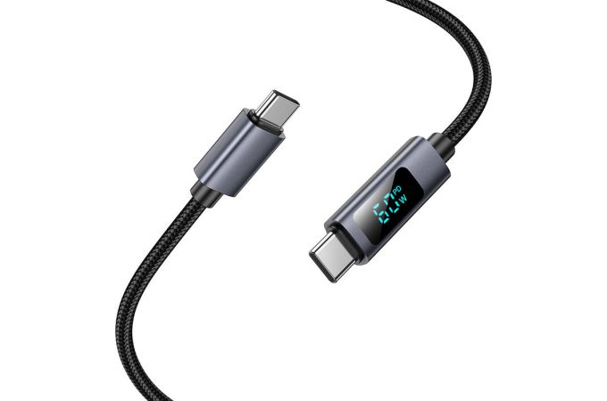 Кабель USB Type-C - USB Type-C HOCO X112 Favor 60W screen display (черный)