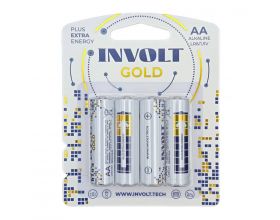 Батарейка алкалиновая INVOLT GOLD AA (LR6) 4B (цена за блистер 4 шт) PREMIUM