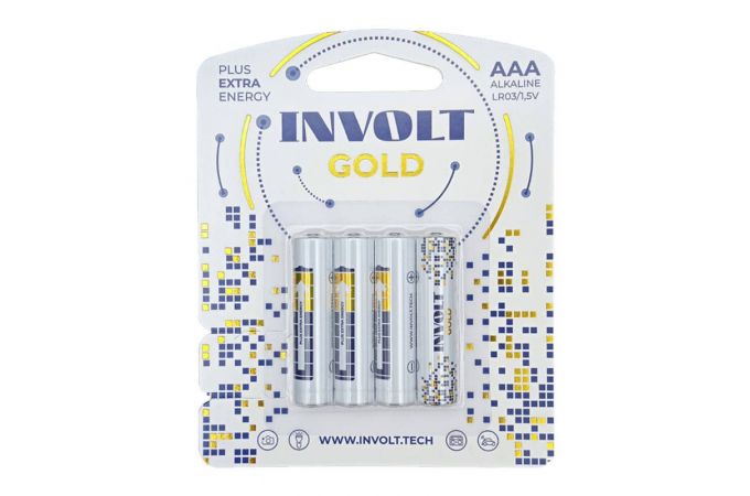 Батарейка алкалиновая INVOLT GOLD AAA (LR03) 4B (цена за блистер 4 шт) PREMIUM