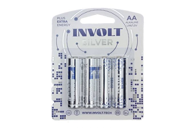 Батарейка алкалиновая INVOLT SILVER AA (LR6) 4B (цена за блистер 4 шт) PREMIUM