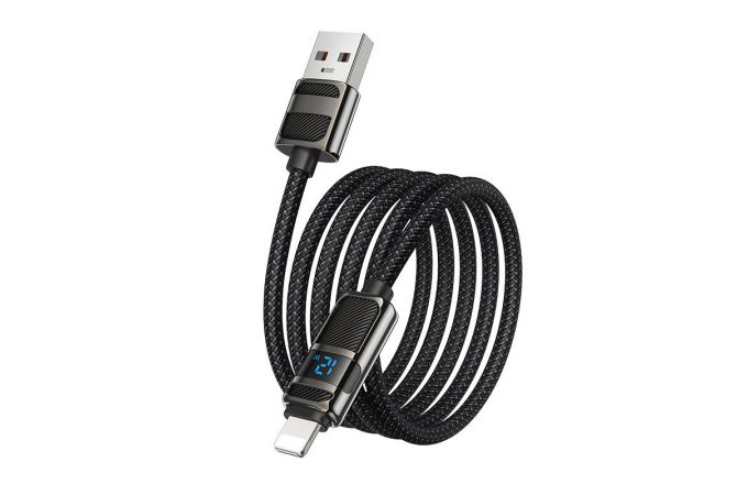 Кабель USB - Lightning HOCO U137 Line with display (черный) 1м