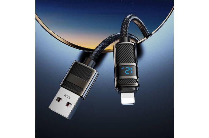 Кабель USB - Lightning HOCO U137 Line with display (черный) 1м