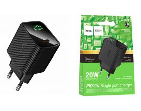 Сетевое зарядное устройство USB-C HOCO CS82A Excellent PD20W зарядное устройство с цифровым дисплеем (черный)