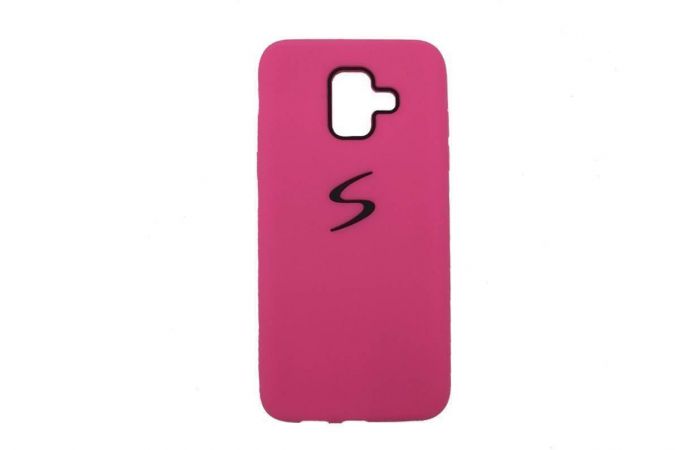 Чехол для Samsung A6 (2018) с логотипом (ярко-розовый)