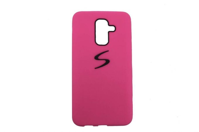 Чехол для Samsung A6 Plus (2018) с логотипом (ярко-розовый)