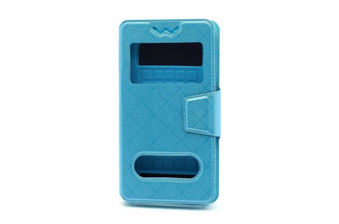 Чехол книжка универсальный, Ромб (силик. вставка) 5,5 дюймов (голубой)