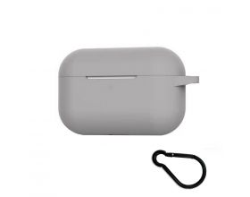 Чехол для наушников Soft-Touch AirPods PRO с карабином и нижней заглушкой (серый)
