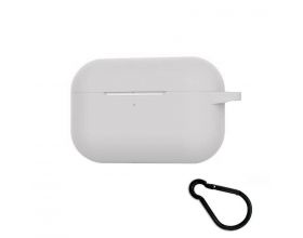 Чехол для наушников Soft-Touch AirPods PRO с карабином и нижней заглушкой (белый)