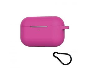 Чехол для наушников Soft-Touch AirPods PRO с карабином и нижней заглушкой (ярко-розовый)