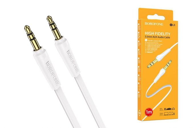 Кабель аудио AUX BOROFONE BL6 AUX 3.5 2 метр белый