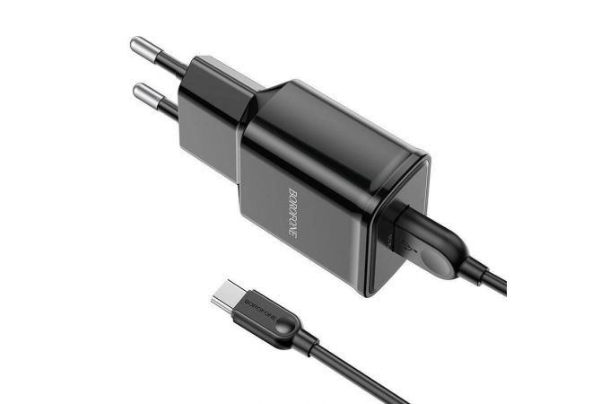 Сетевое зарядное устройство USB + кабель Type-C BOROFONE BA59A (черный)