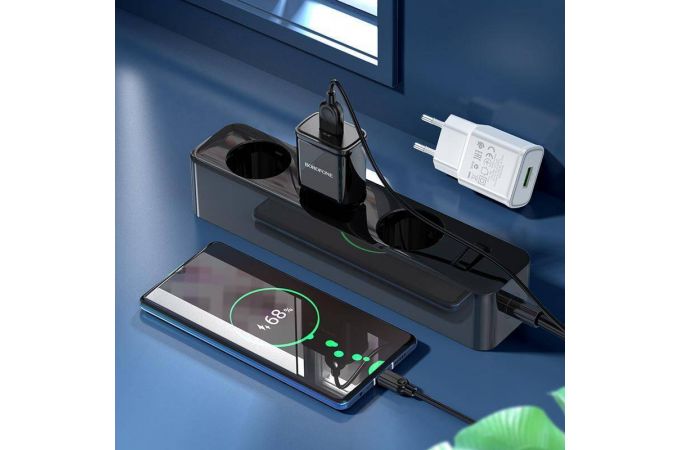 Сетевое зарядное устройство USB + кабель Type-C BOROFONE BA59A (черный)