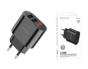 Сетевое зарядное устройство 2USB BOROFONE BA63A (черный)