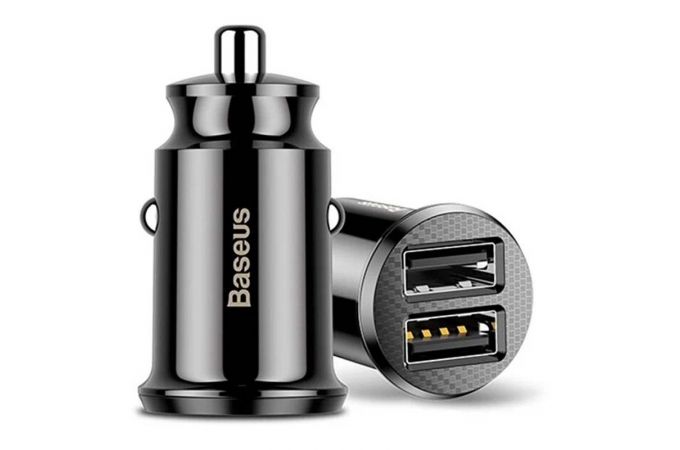 Автомобильное зарядное устройство АЗУ 2USB BASEUS Grain C-8K, 3.1A, 30 Вт, черный