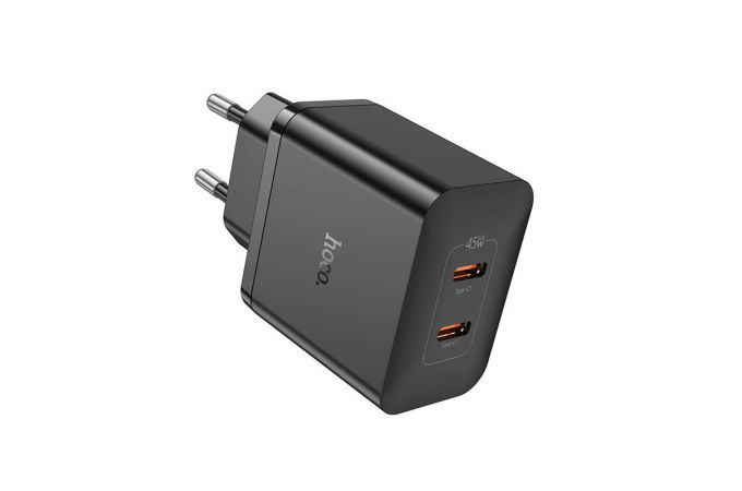 Сетевое зарядное устройство 2USB-C HOCO N35 PD45W (черный)