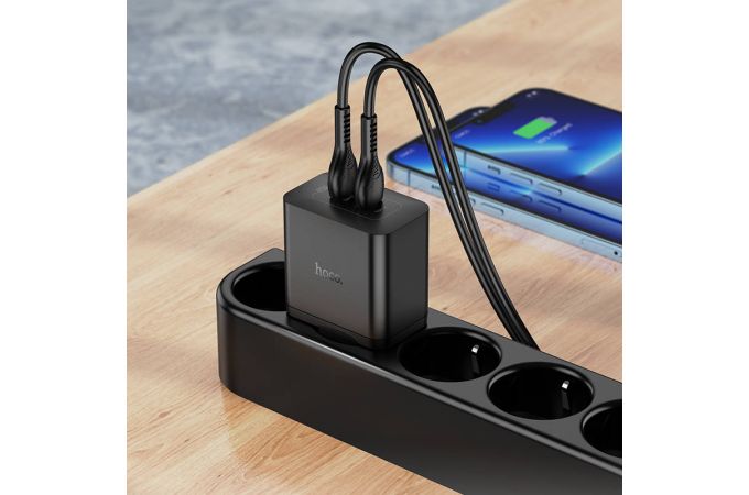 Сетевое зарядное устройство 2USB-C HOCO N35 PD45W (черный)