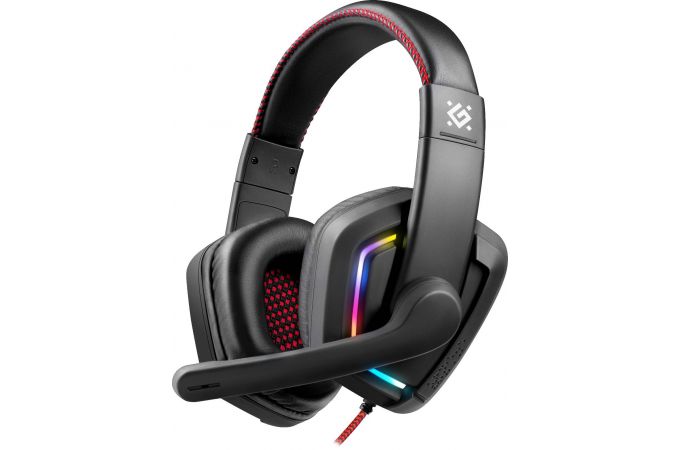 Гарнитура игровая Defender Quake LED черный LED подсветка / мембрана 40 мм. / кабель 2.0 м