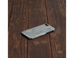 Чехол для iPhone 7 Plus (5.5) кожаный с визитницей (серый)