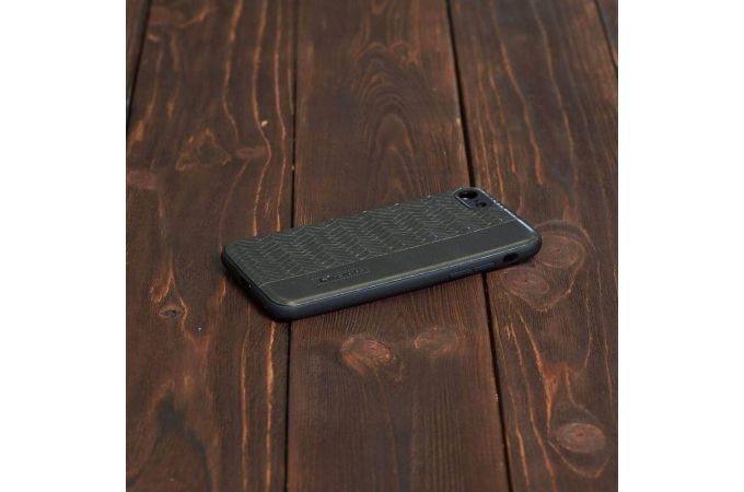 Чехол для iPhone 7/8 (4.7) кожаный с плетением (черный)
