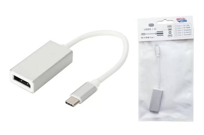 Конвертер переходник Орбита OT-AVW56  (штекер TYPE-C -  гнездо Displayport) 15см