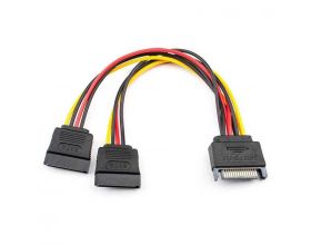 Кабель для блока питания SATA Power (папа) - 2 x SATA Power (мама)