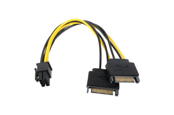 Кабель для блока питания 2 х SATA Power (папа) - PCI-E (папа) 6pin