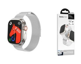 Ремешок для Apple Watch HOCO AS101 Миланский двухсекционный магнитный ремешок с петлей для часов iWatch (42/44/45/49 мм) серебристый