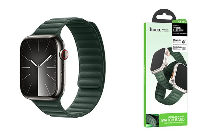 Ремешок для Apple Watch HOCO AS100 Тканый магнитный ремешок для часов iWatch AS100 (42/44/45/49 мм) зеленый