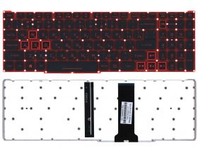 Клавиатура для ноутбука Acer Nitro 5 AN515-54 черная с красной подсветкой (красная подложка)