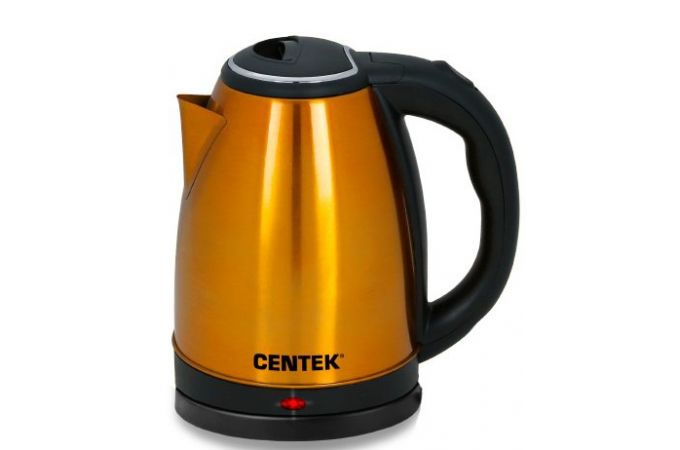 Чайник CENTEK CT-1068 золотистый 2000Вт, 2 л, металл, хромирован.вставка на крышке