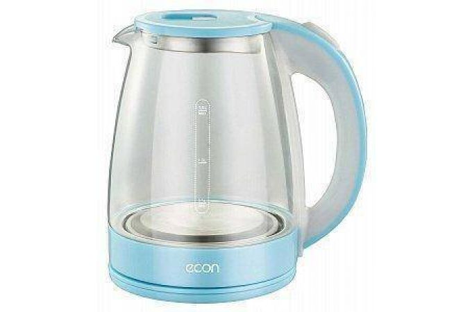 Чайник ECON ECO-1846KE голубой 1500 Вт, 1,8 л, стекло
