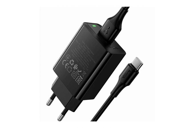 Сетевое зарядное устройство USB + кабель Type-C HOCO CS92A QC3.0 18W (черный)