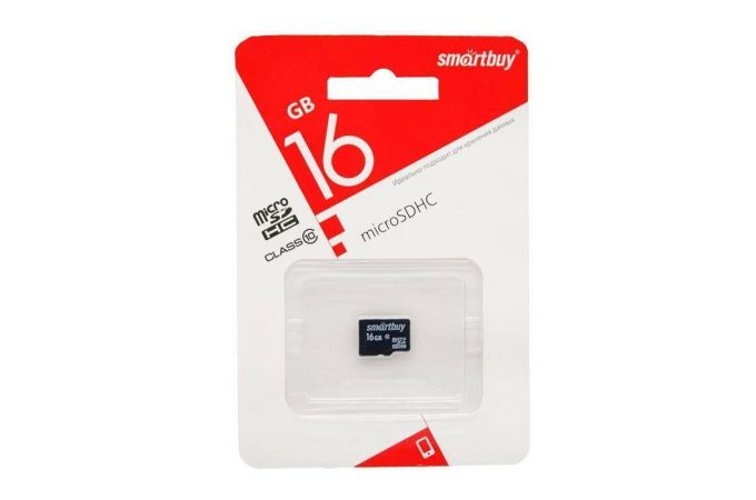 Карта памяти microSDHC Smartbuy 16 GB (class 10) без адаптеров (SB16GBSDCL10-00LE)