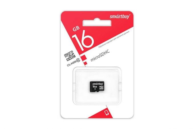 Карта памяти microSDHC Smartbuy 16 GB UHS-I (class 10) без адаптеров (SB16GBSDCL10-00)
