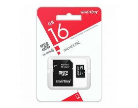 Карта памяти microSDHC Smartbuy 16 GB UHS-I (class 10) с адаптером (SB16GBSDCL10-01)